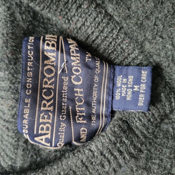 Abercrombie & Fitch Sm Medium Wool Sweater V-Neck Forest Green - Picture 6 of 6